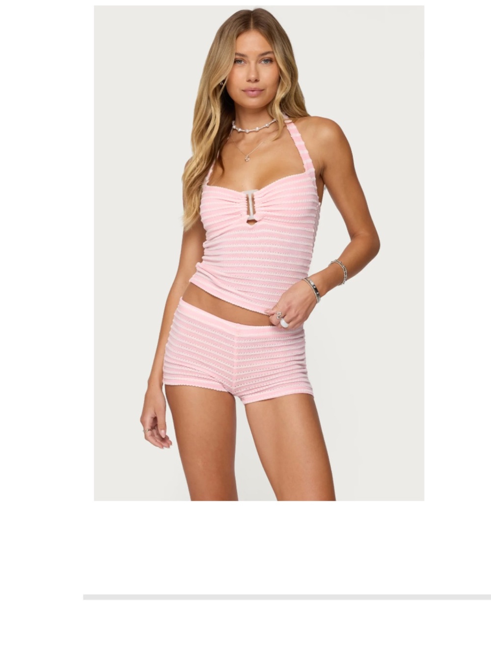 Pink Knit Tank & Short Lounge Set edikted